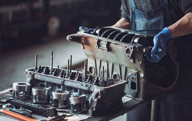 engine being rebuilt