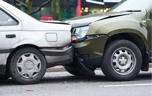 Two smashed cars in a collision