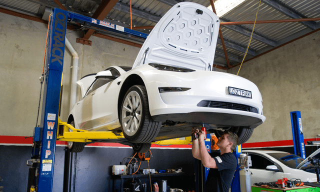 Bendix Tesla brakes installation in a workshop